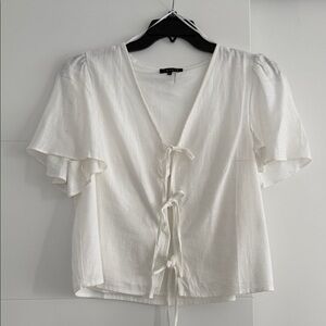 1. State White Tie-Front Blouse